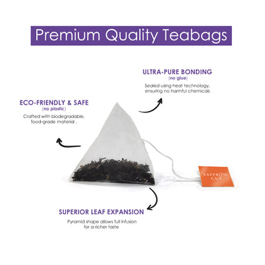 Saffron Cup Darjeeling Earl Grey Black Tea - 40 Pyramid Tea Bags, Pack of 2